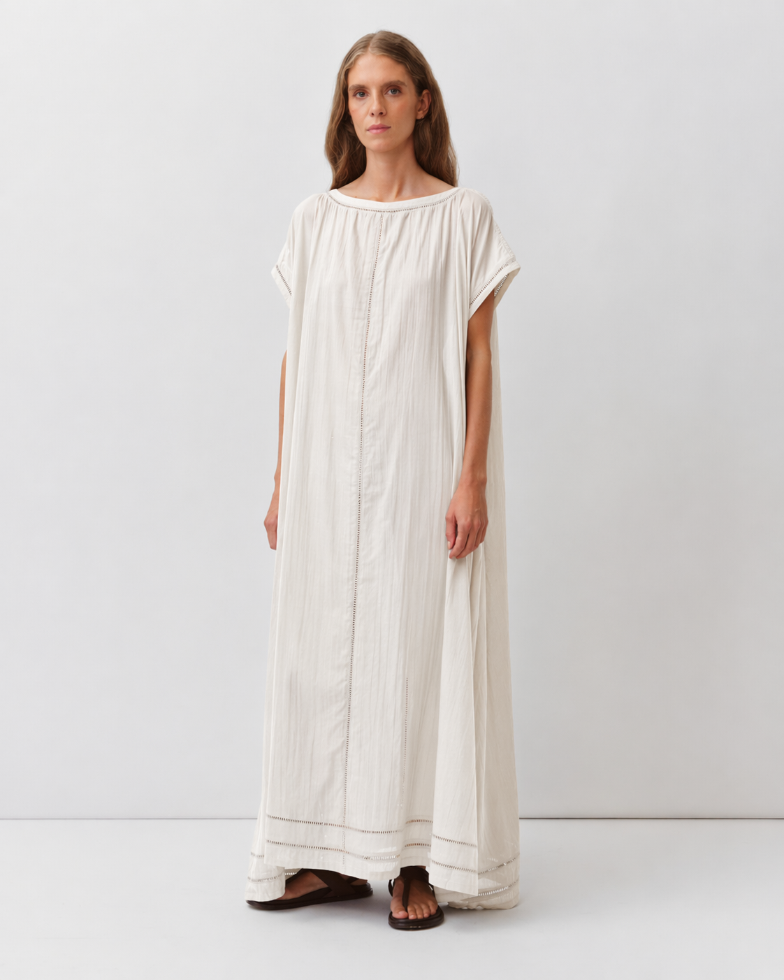 Diega Ristio robe longue écru voile de coton