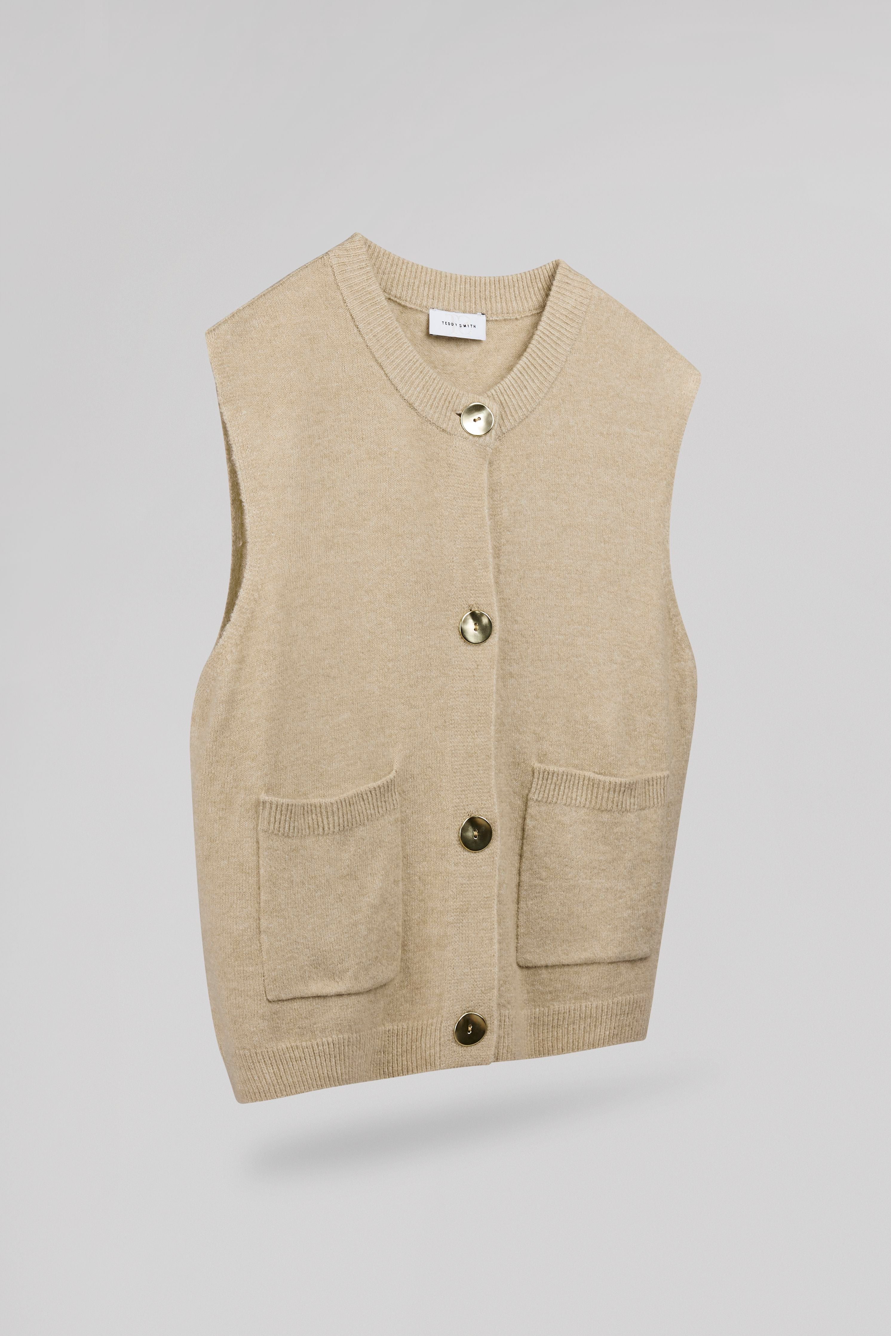 Teddy Smith G-Hazel gilet sans manches soft grège femme col rond