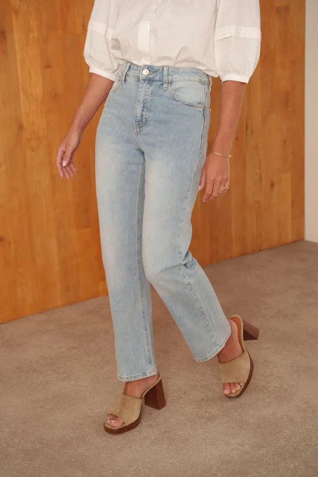 Maison Onado Sofine jean droit clair 7/8 taille mi-haute