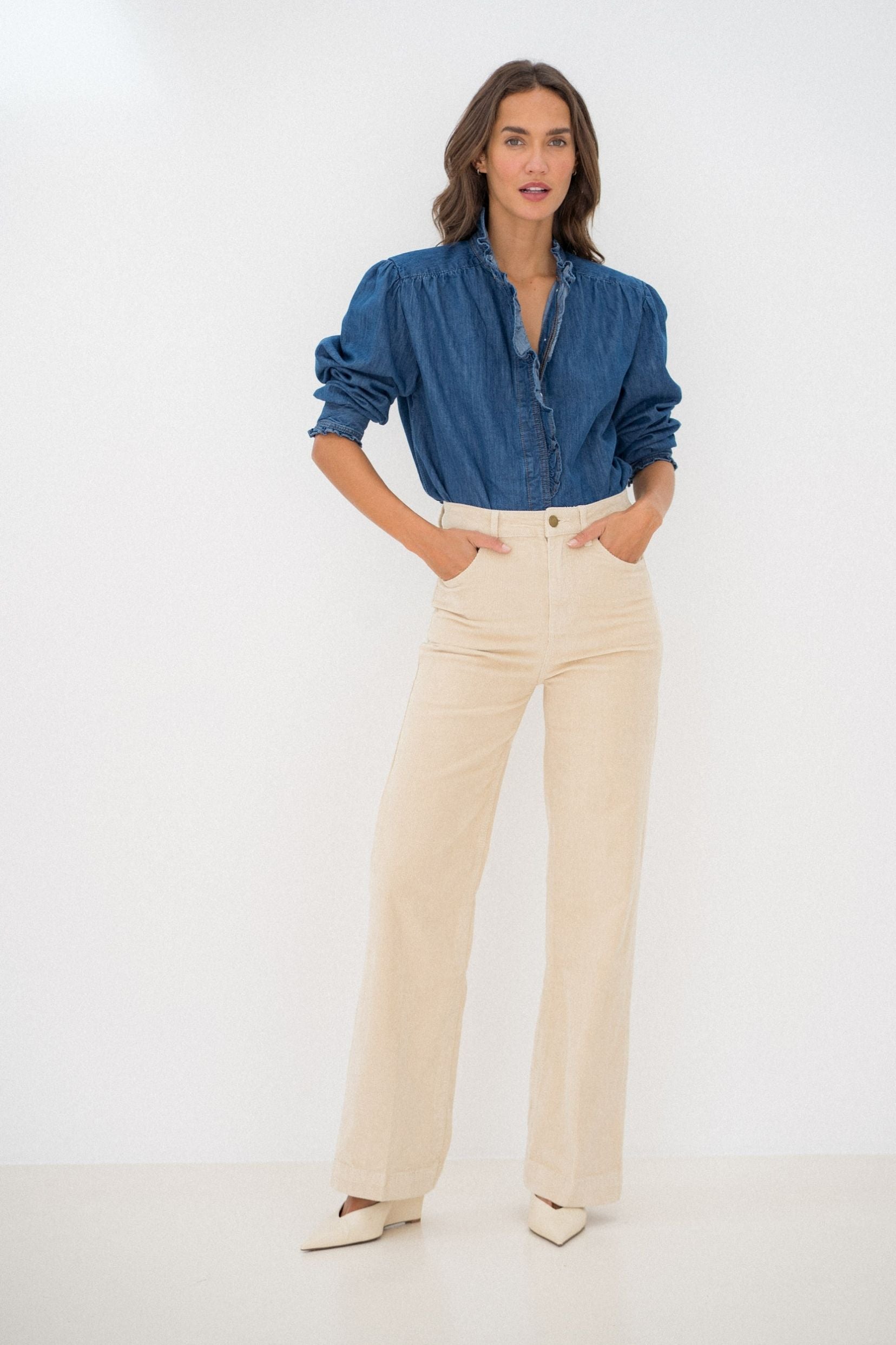 Maison Onado Andrea pantalon crème taille haute