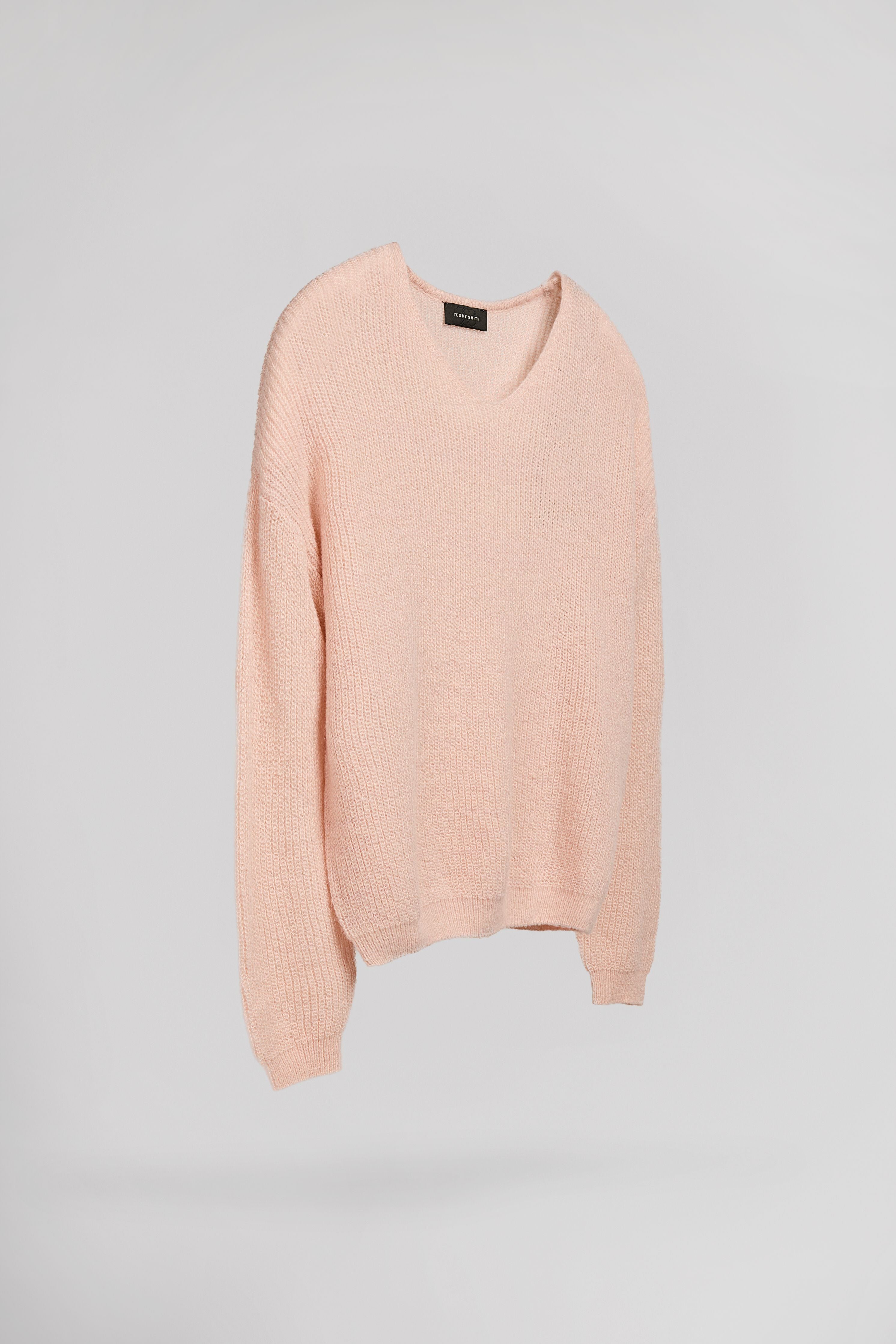Teddy Smith P-Mag Jr pull col V rose pâle fille