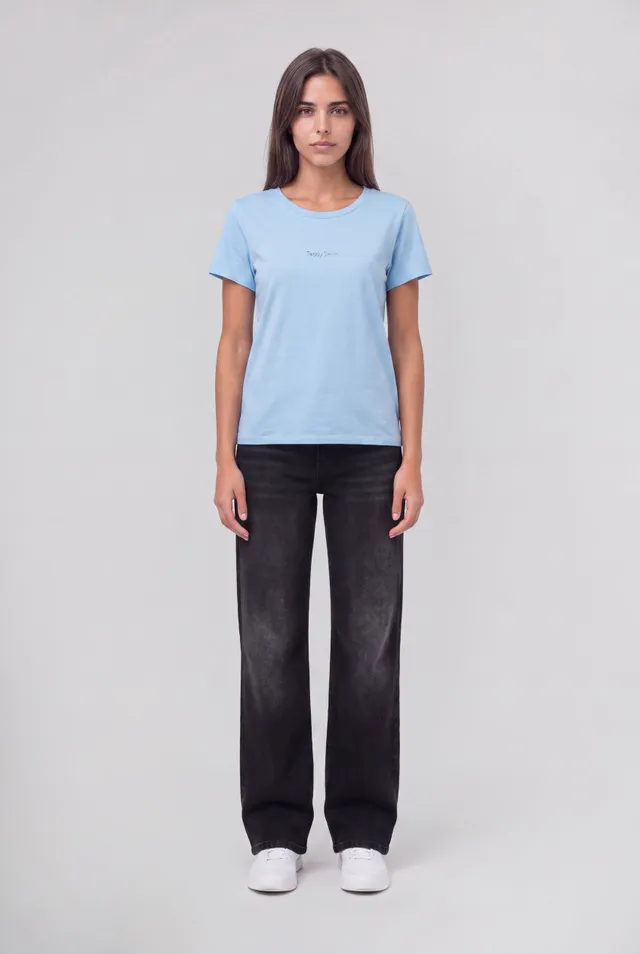 Teddy Smith T-Ribelle MC t-shirt bleu ciel femme stretch