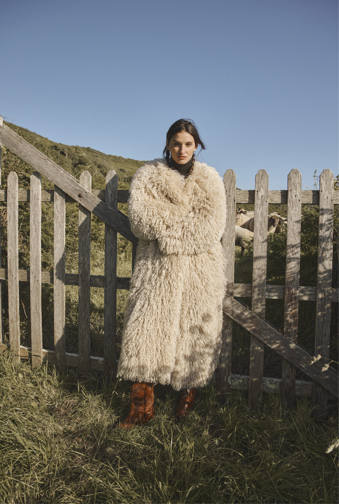 DIEGA MALIO manteau fausse fourrure écru