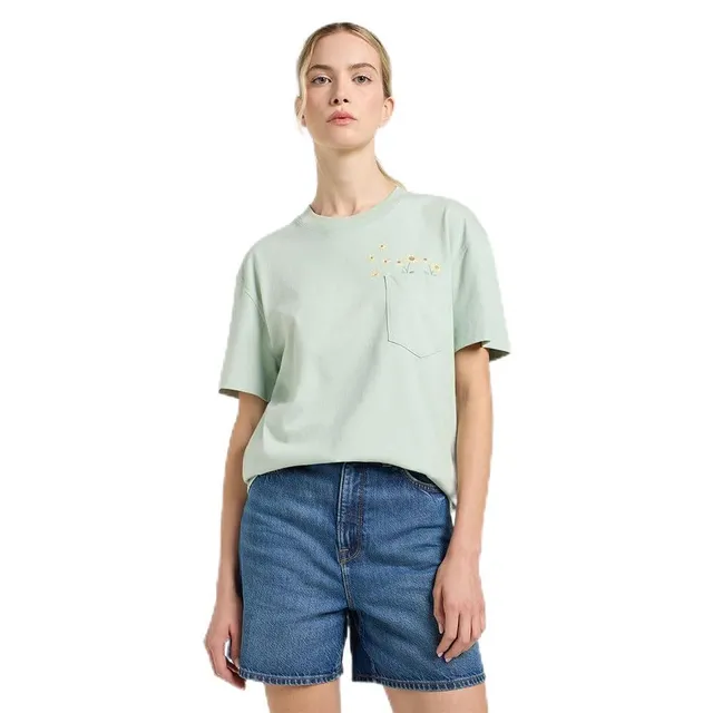 Lee Embroidery Pocket Tee tee-shirt femme sauge douce coton