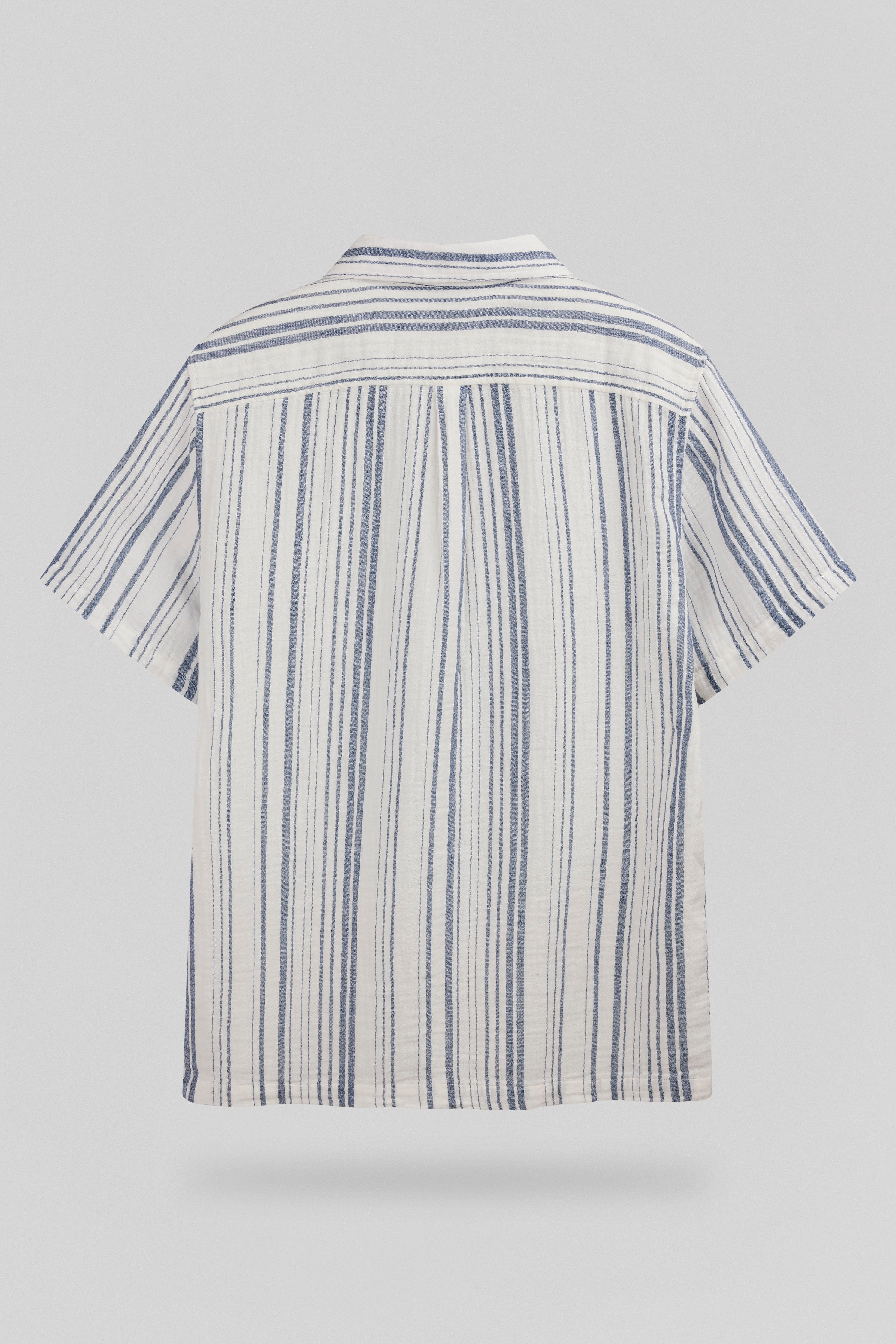 TEDDY SMITH C-CELESTIO MC chemise rayée indigo