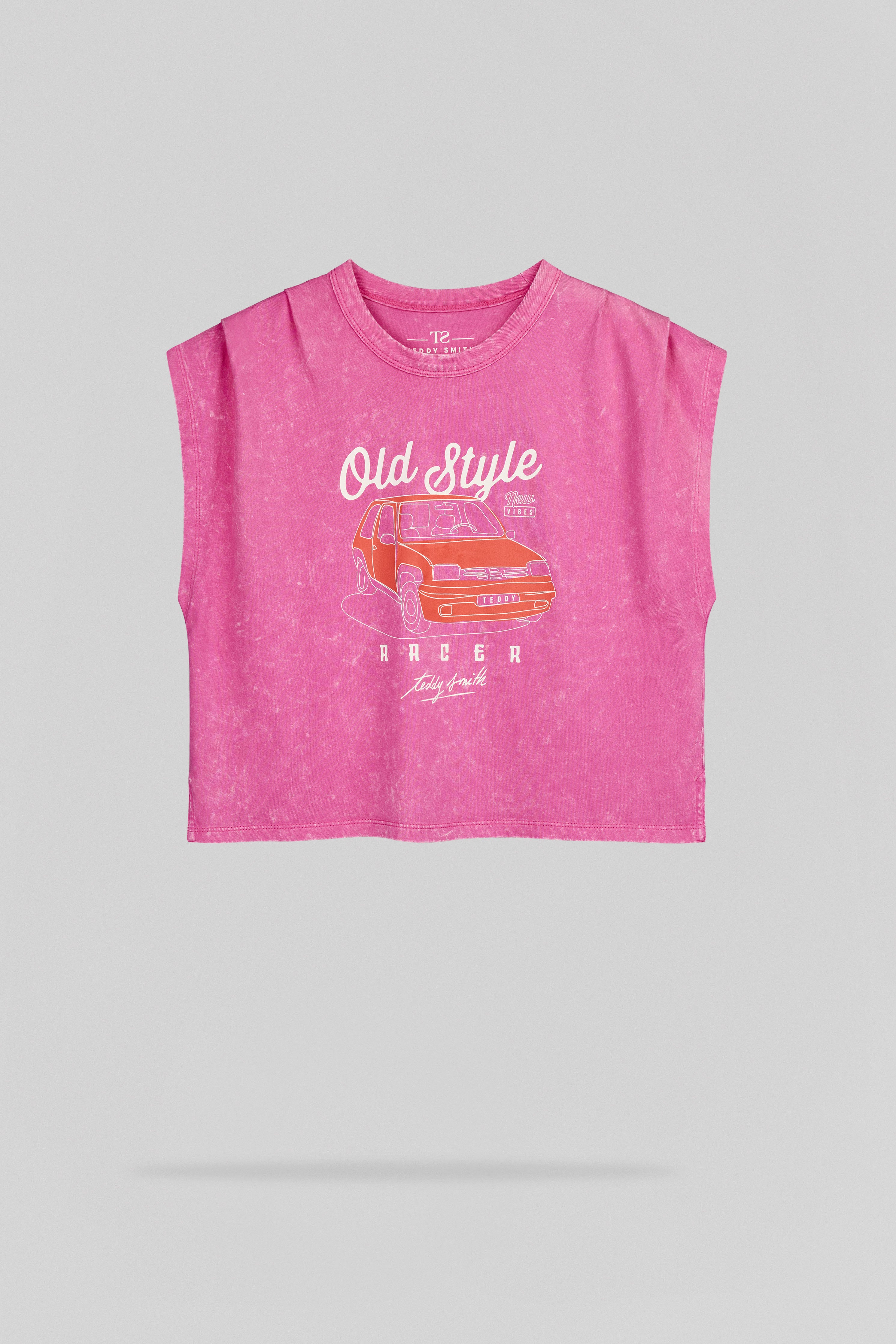 Teddy Smith T-Tany MC JR débardeur fushia coton vintage