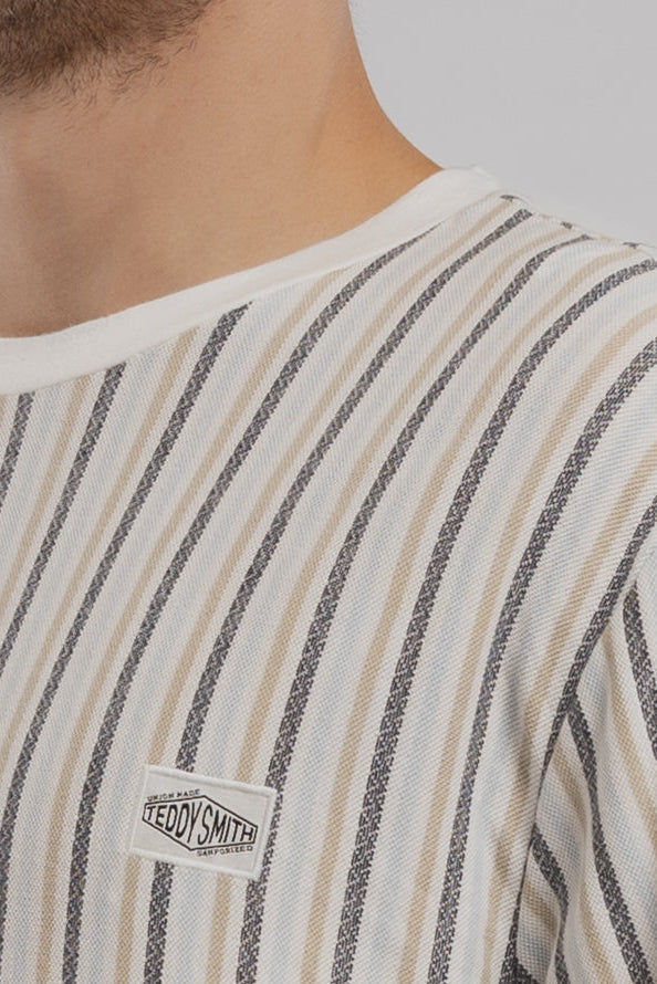 Teddy Smith T-Jacko MC t-shirt homme blanc rayé ample