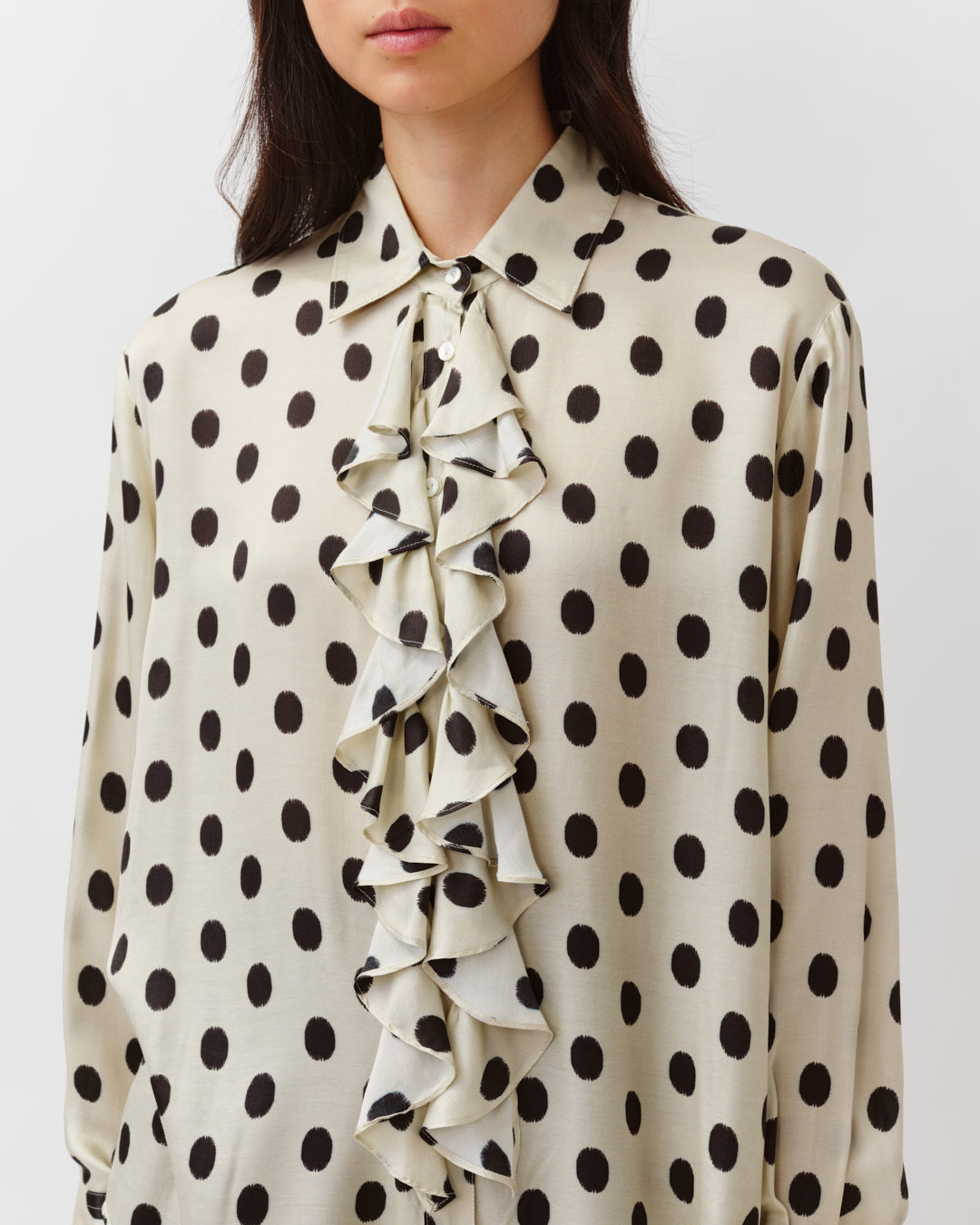 DIEGA CIANTA chemise écru noir jabot volanté