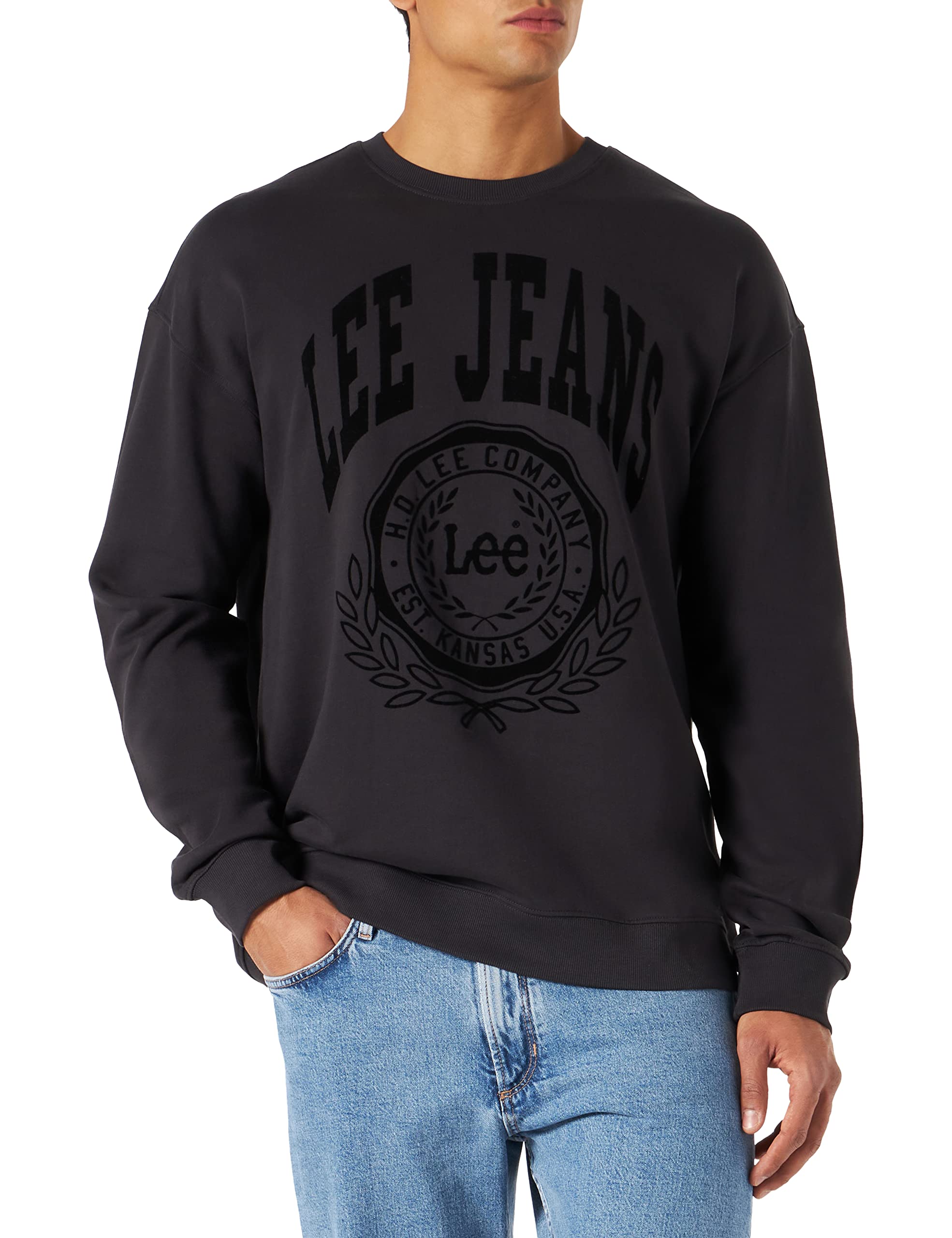 Lee Crew Seasonal sweat homme noir délavé XL