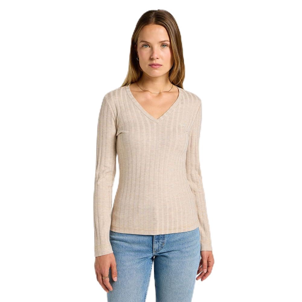 Lee Ls V Neck Tee slim femme L anthracite