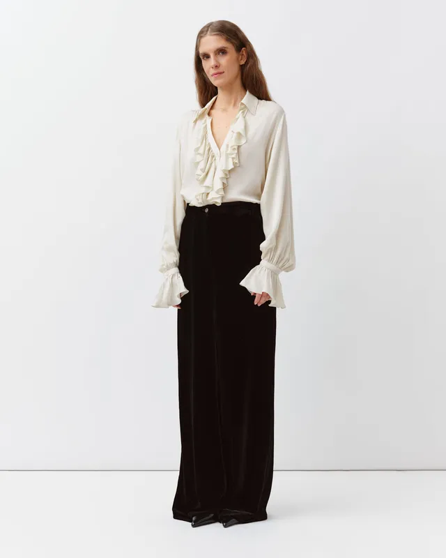 DIEGA PIEDRO pantalon velours noir coupe ample