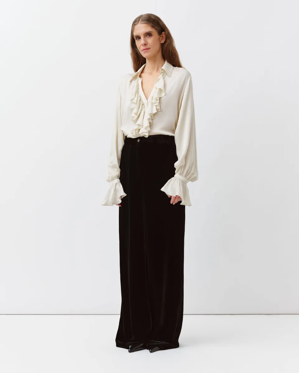 DIEGA PIEDRO pantalon velours noir coupe ample