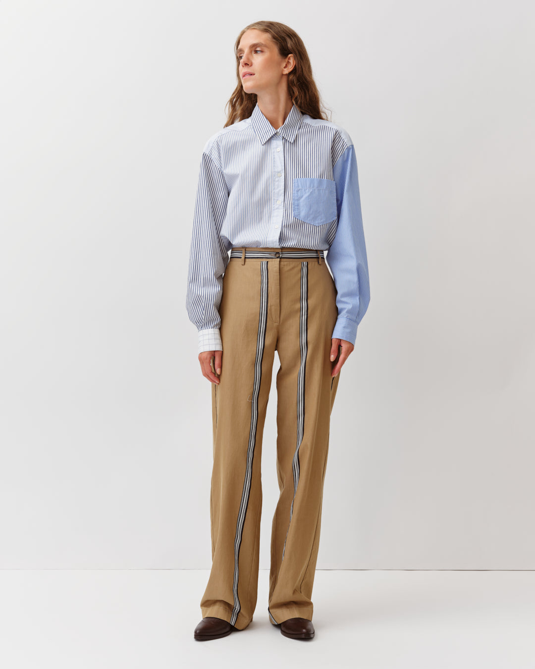 DIEGA PIMAO pantalon camel marine large fluide