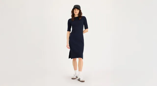 Dockers Lofi Robe Côtelée Slim Bleue Mi-longue