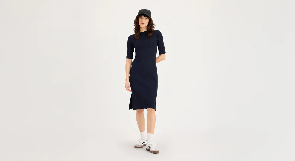 Dockers Lofi Robe Côtelée Slim Bleue Mi-longue