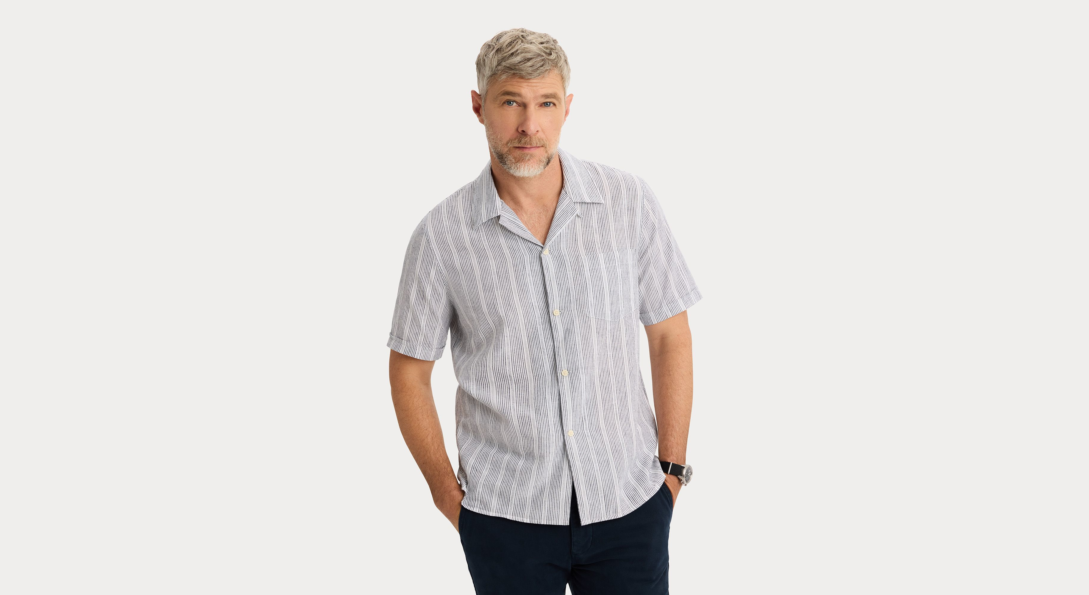 Dockers Camp Shirt chemise homme blanc Lucent White lin