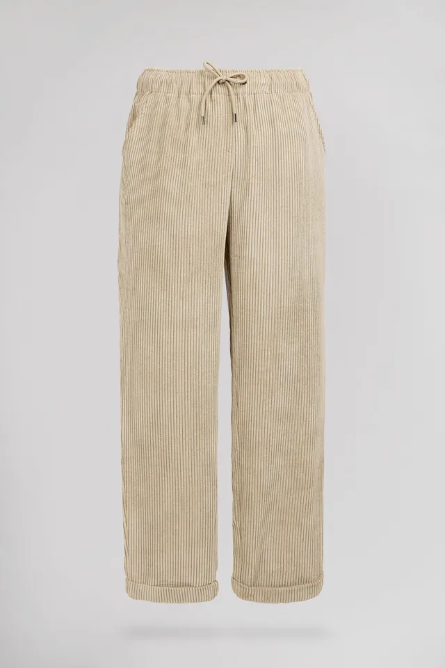 Teddy Smith Velours JR pantalon fille beige clair élastique