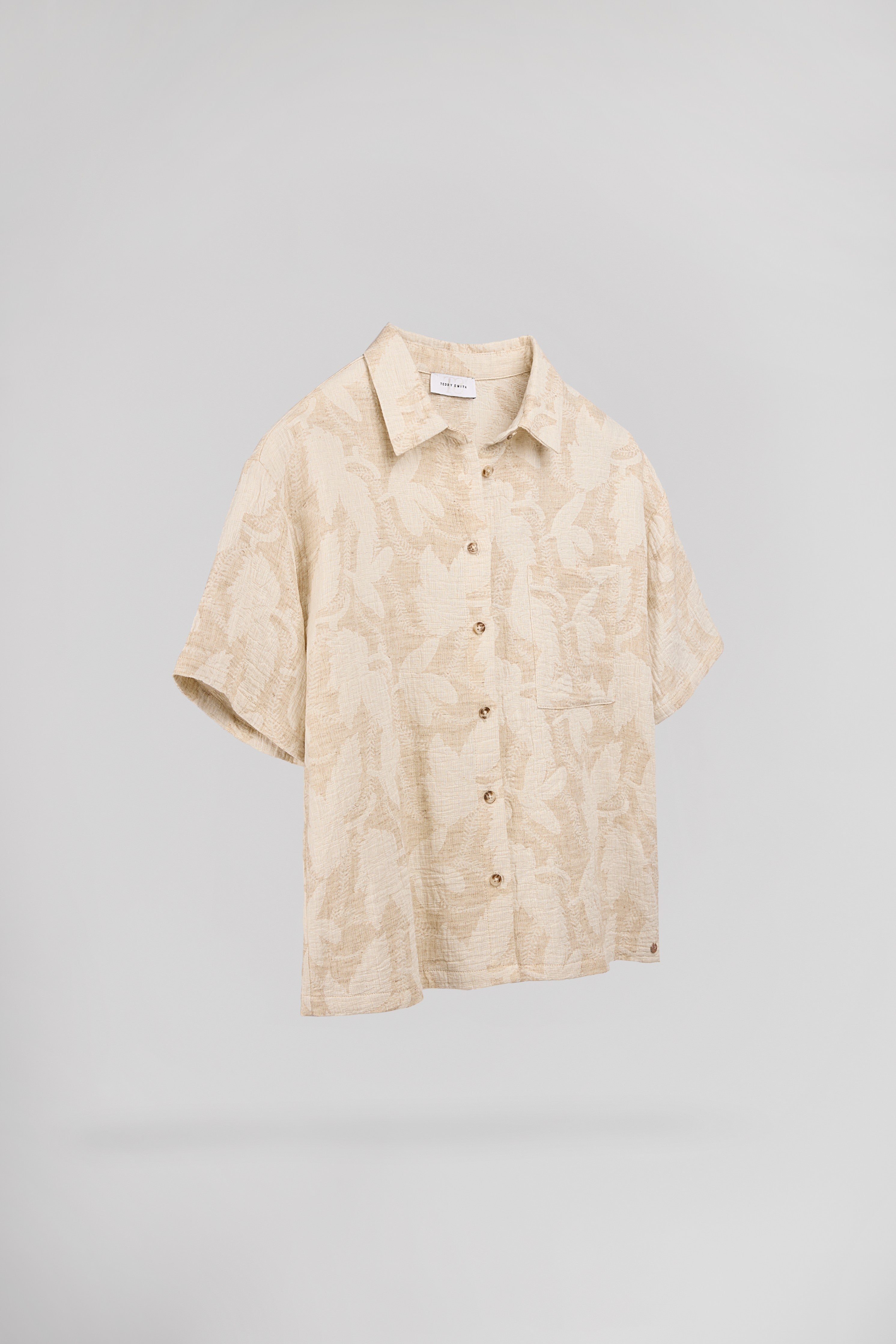 Teddy Smith C-Floral chemise grege lin manches courtes