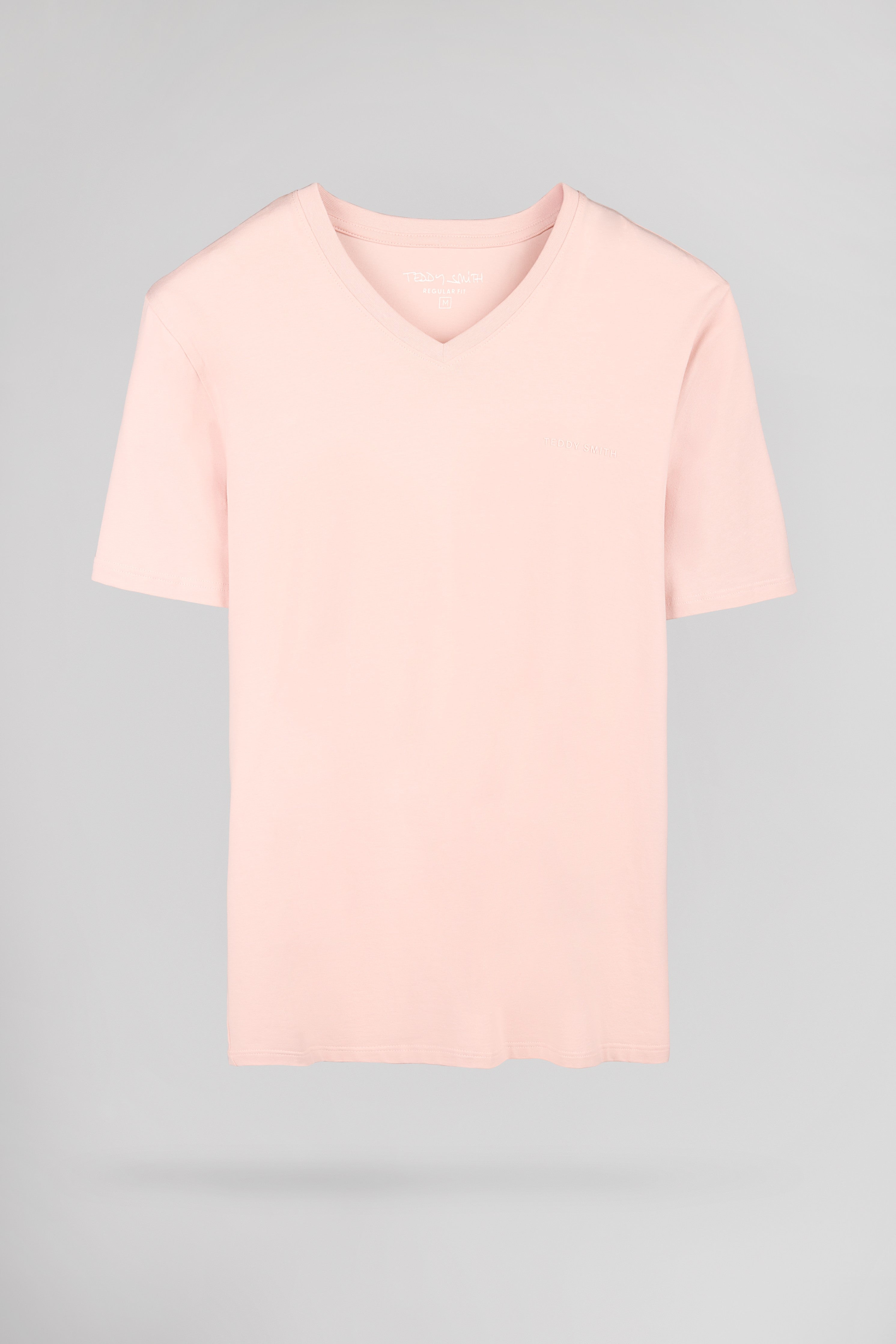 Teddy Smith Tawax 2 MC Rose Pastel t-shirt col V stretch