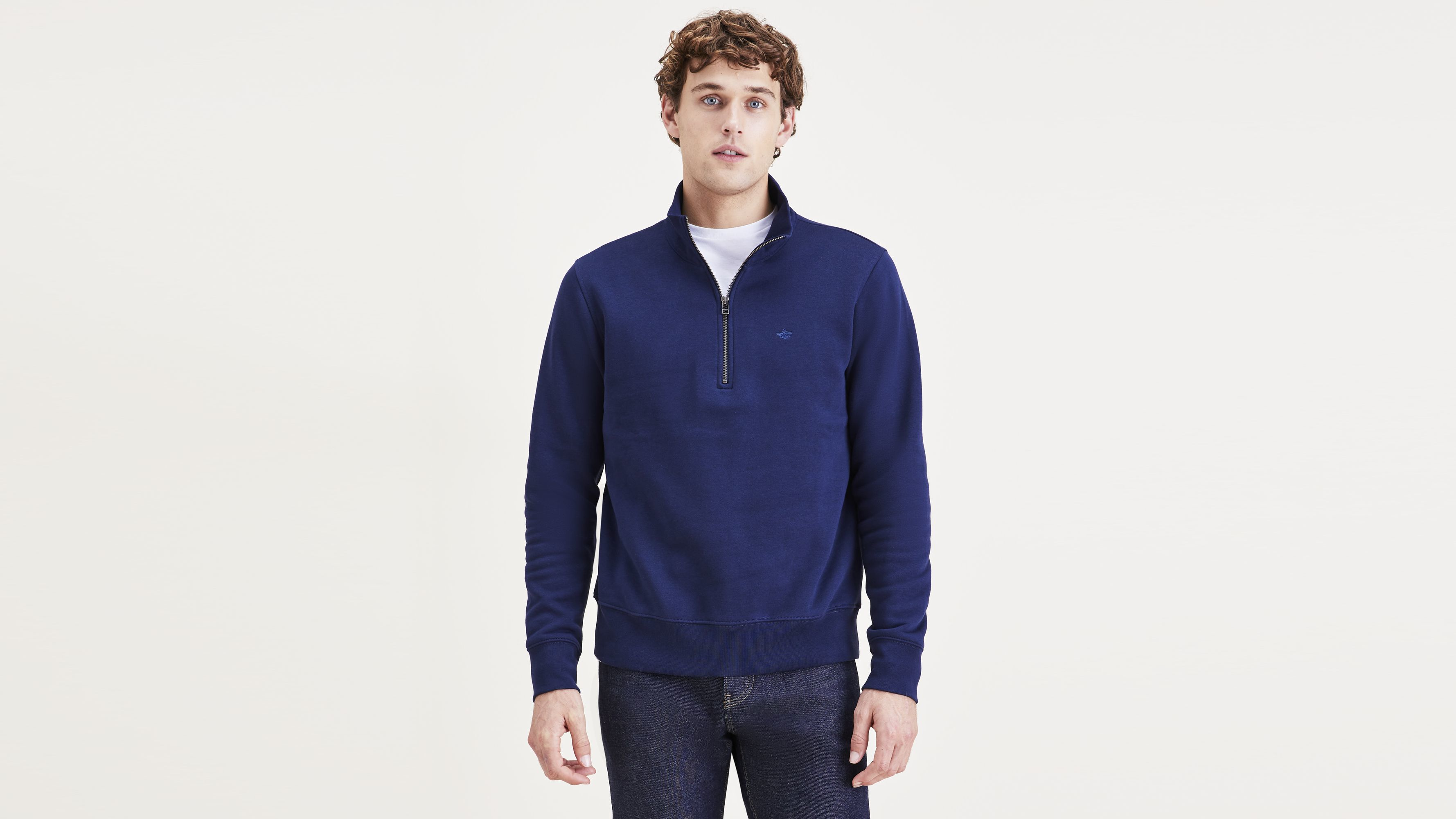 Dockers Quarter-Zip Fleece sweat bleu regular