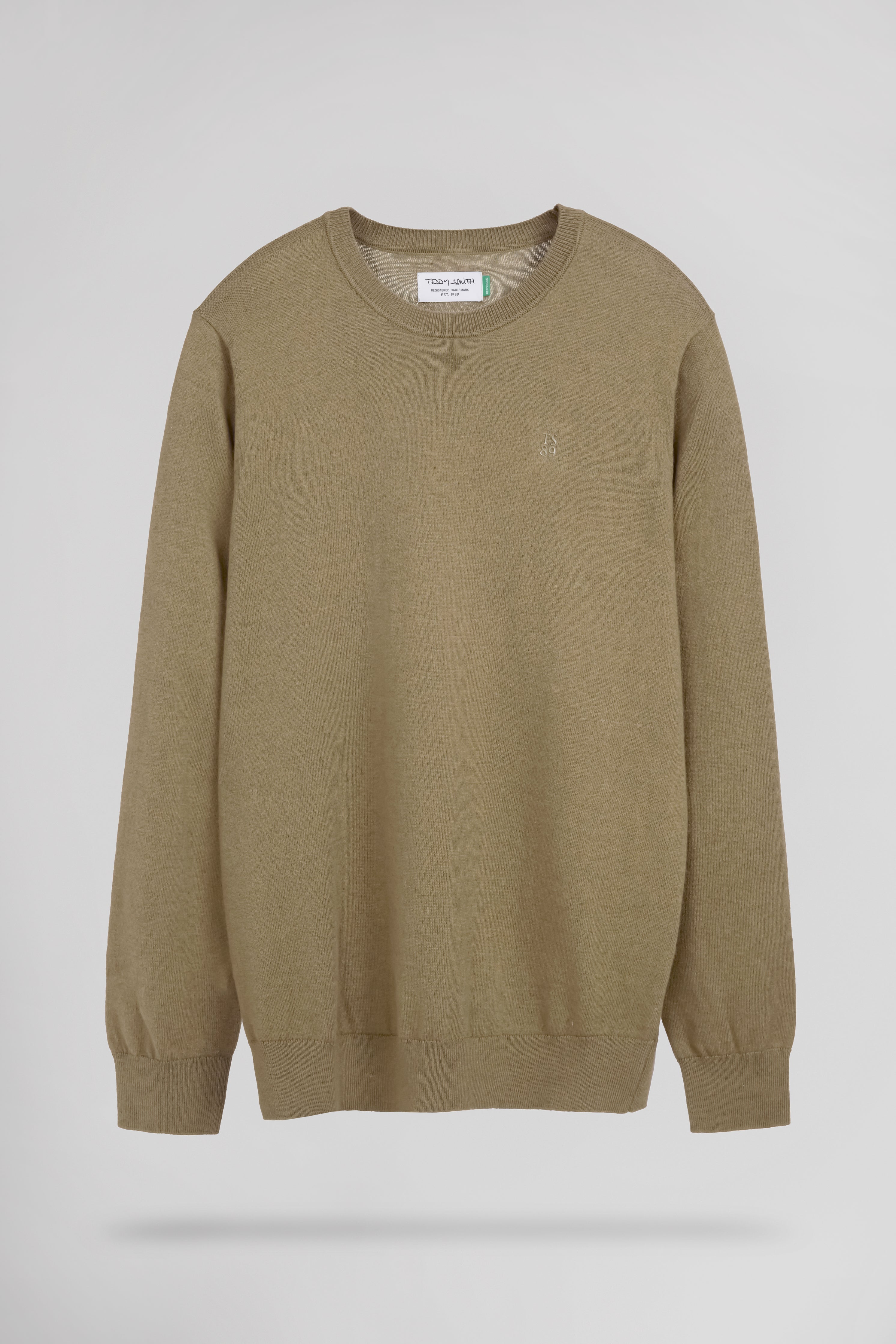 Teddy Smith P-Martino pull ajusté beige col rond
