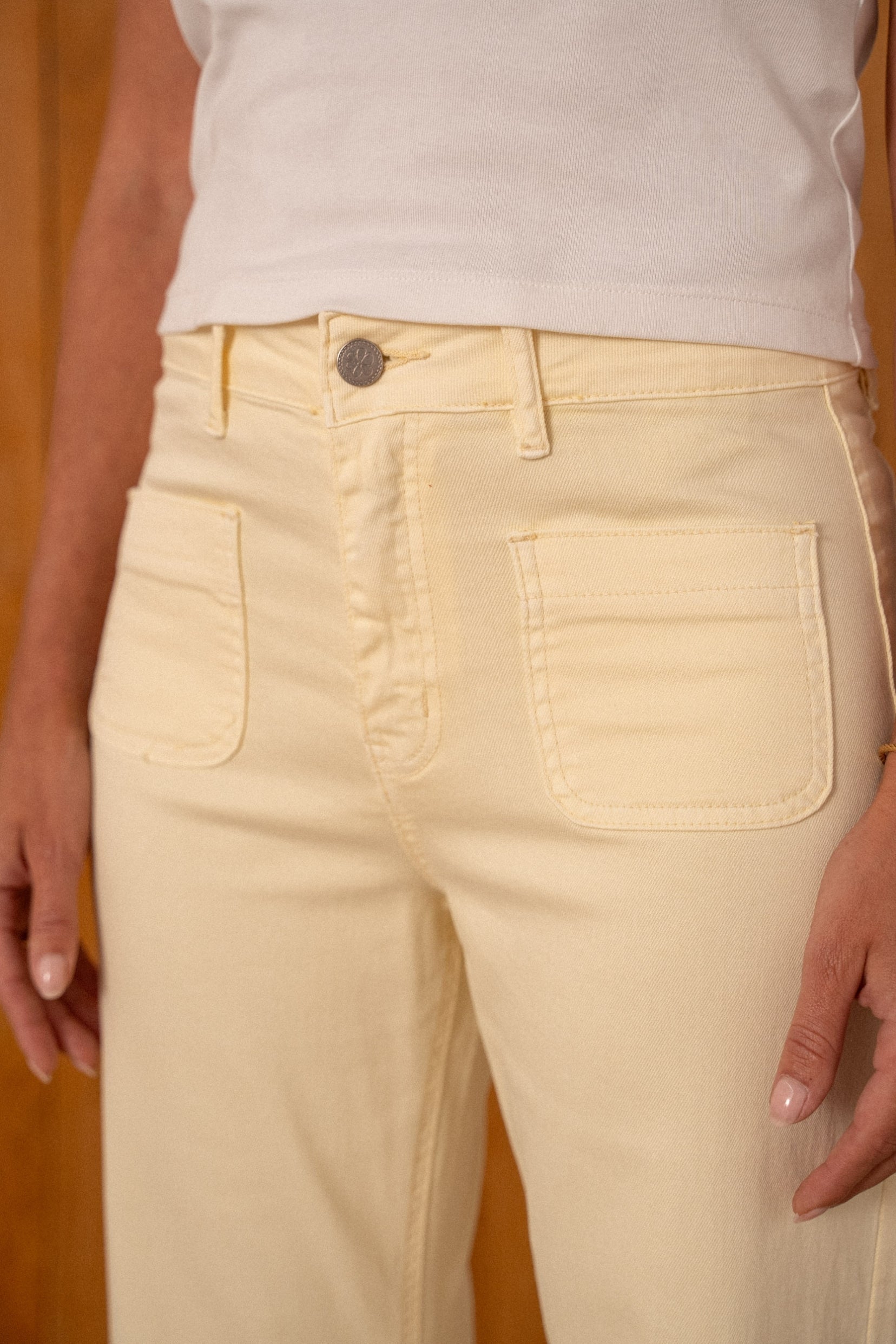 Maison Onado Filina jean wide leg jaune 76 cm