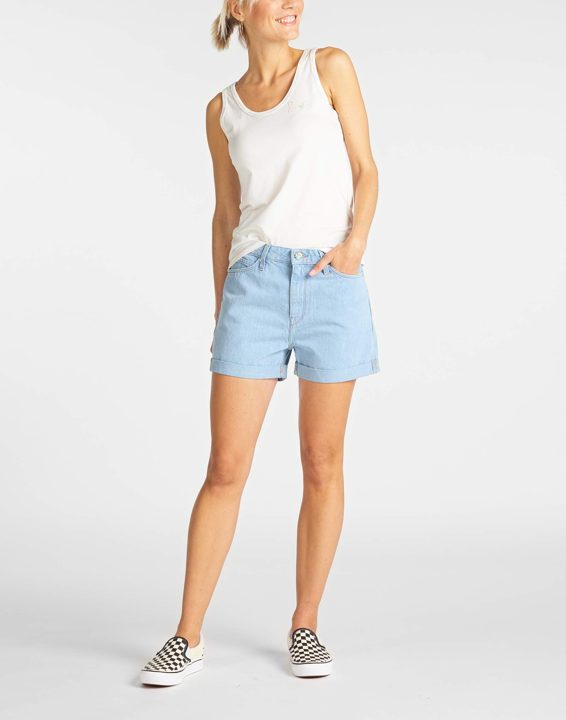 Lee Pride Mom Short short jean femme bleu mom