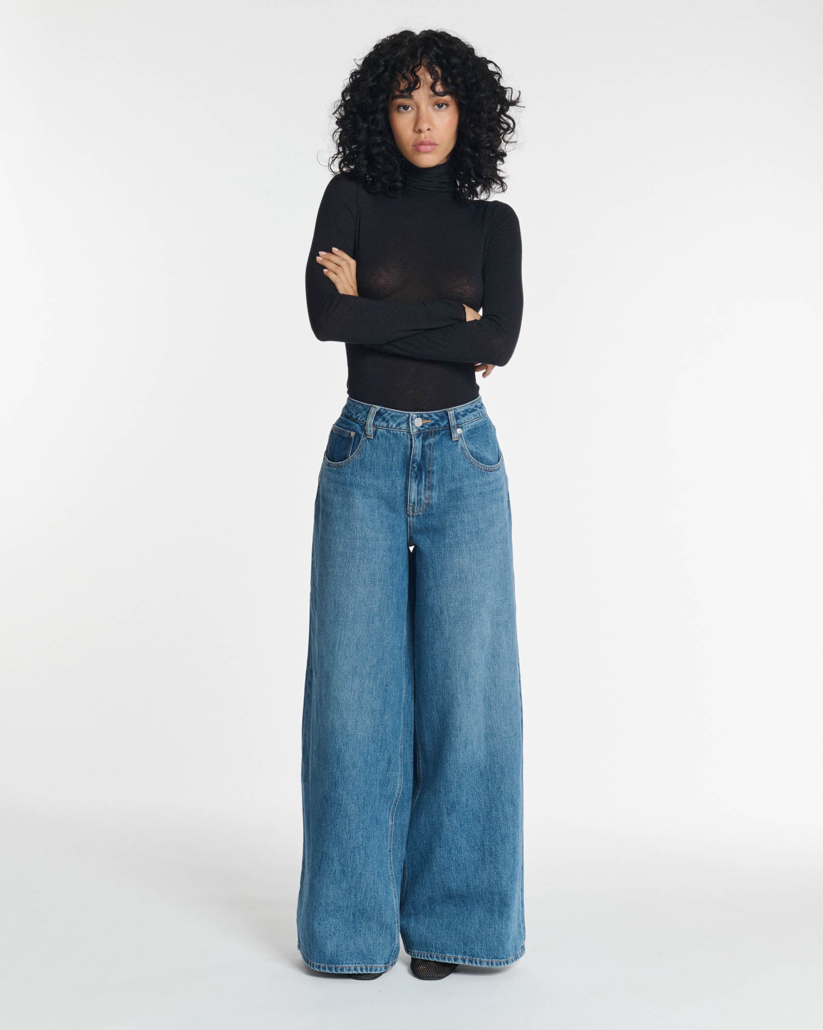 Labdip York Denim IN 30 Mid Blue jean wide leg coton