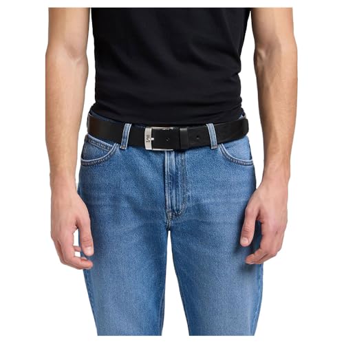 Lee Logo Buckle Ceinture Homme Marron Foncé Cuir