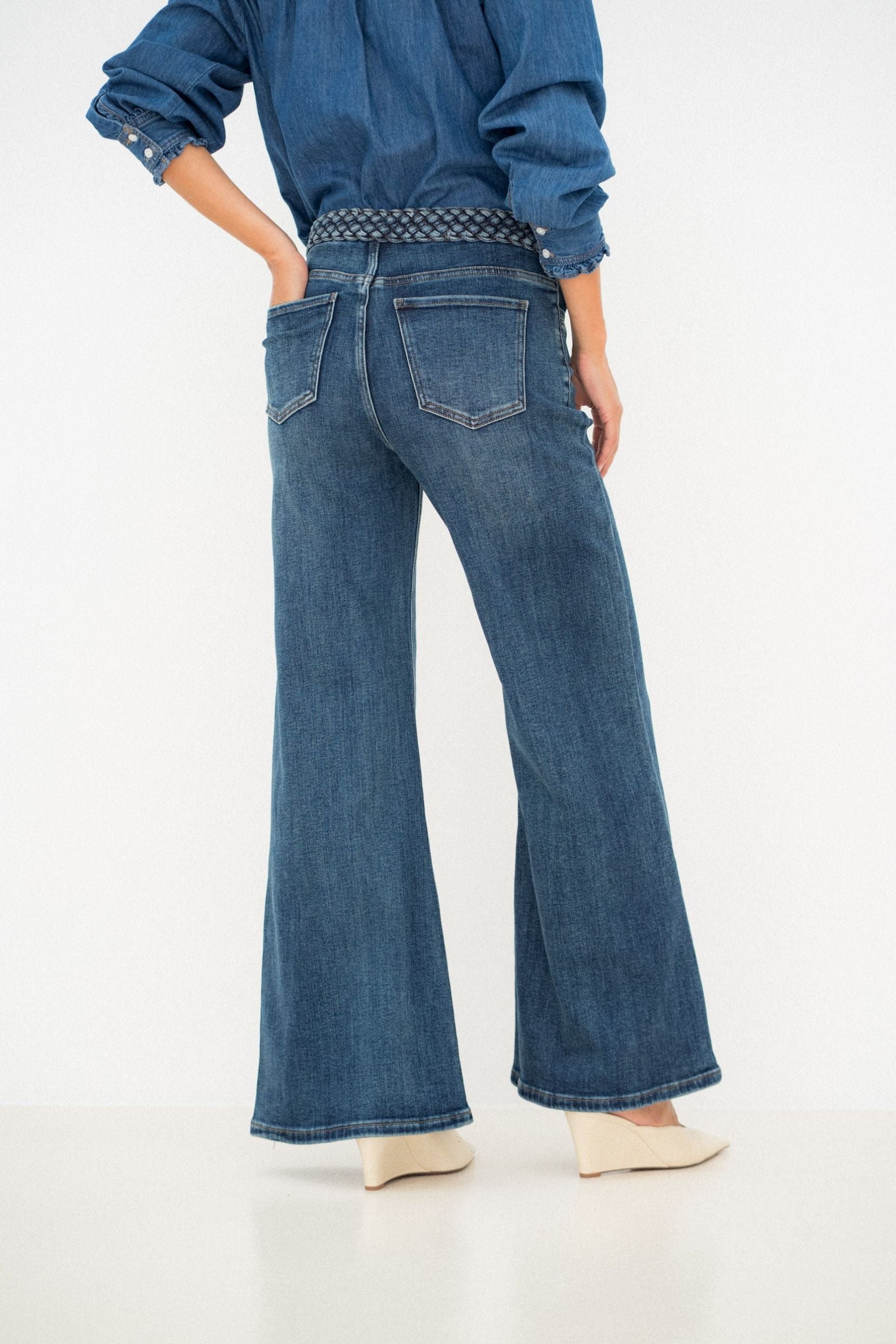 Maison Onado Lorence jean flare bleu délavé