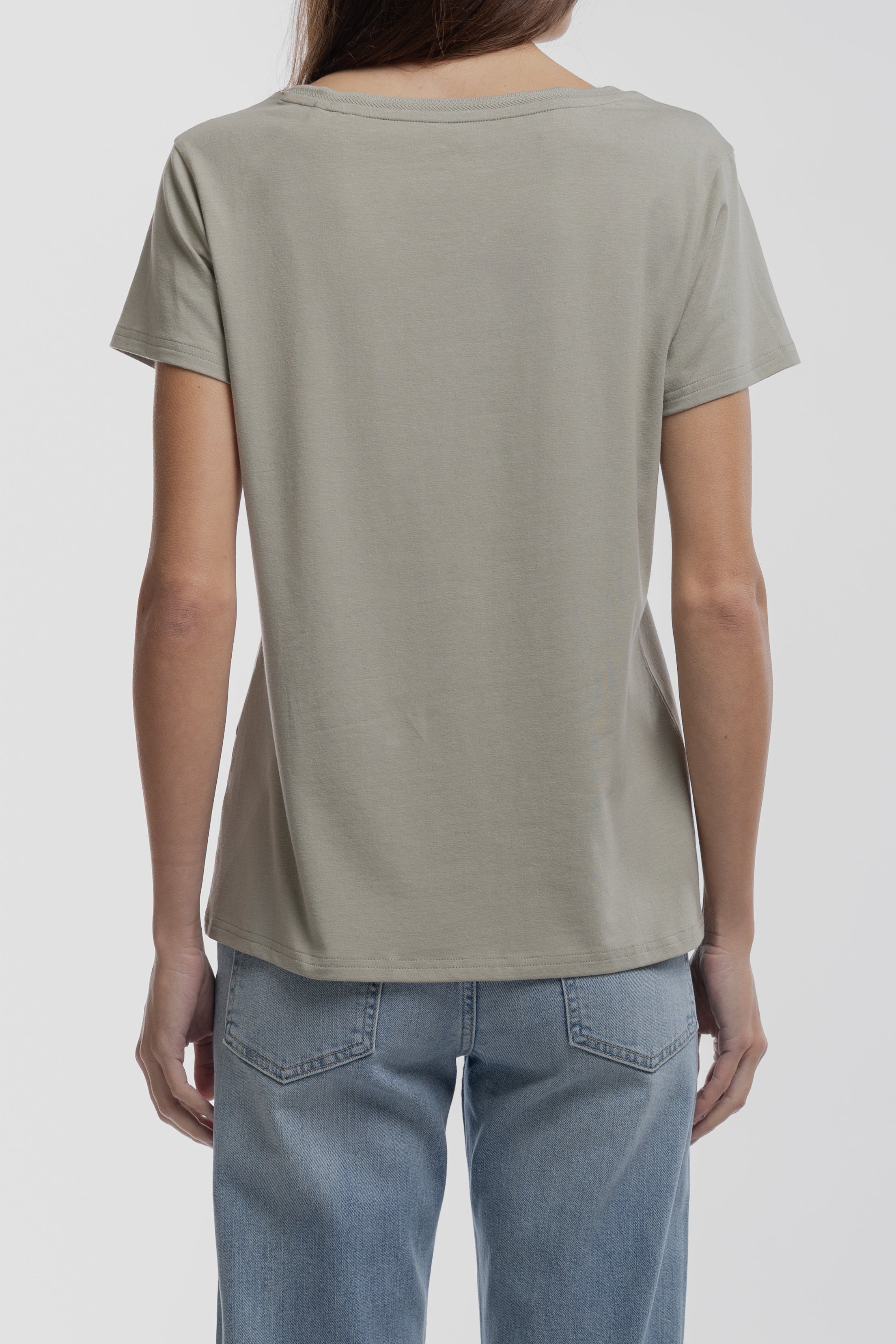 TEDDY SMITH T-MIA t-shirt col V bleach kaki femme