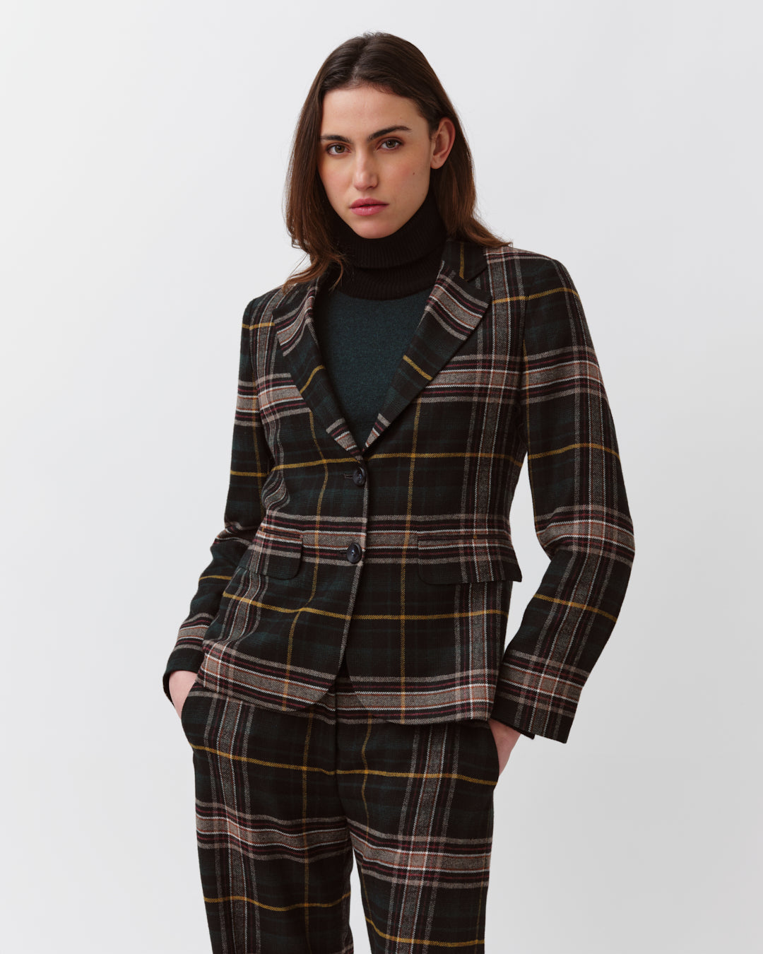 DIEGA VILAO veste carreaux noir vert brique
