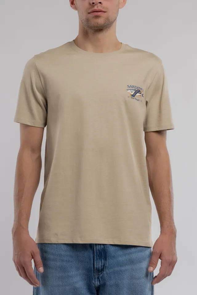 Teddy Smith T-Fish t-shirt beige col rond coton