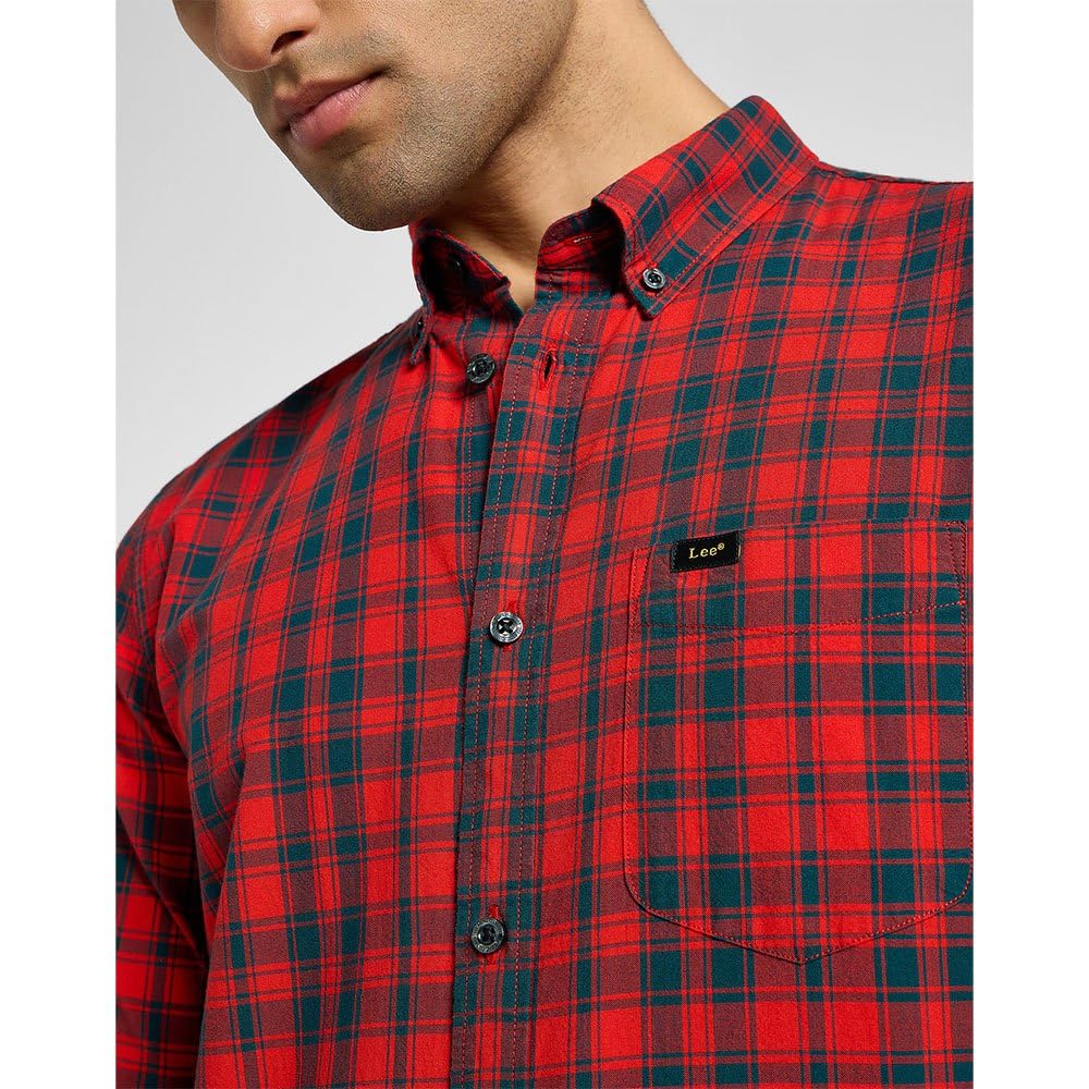 Lee Bueller chemise button down regular bleue coton homme