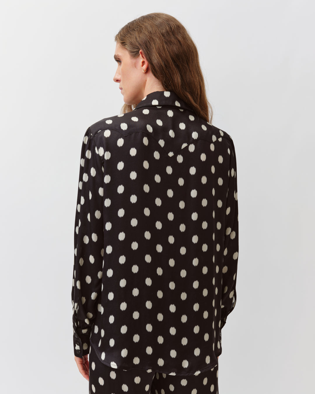 DIEGA Costelina chemise noir écru coupe droite
