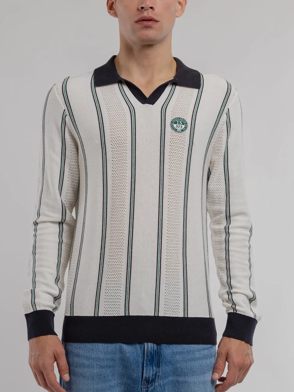 Teddy Smith P-Sully Middle White pull blanc rayé