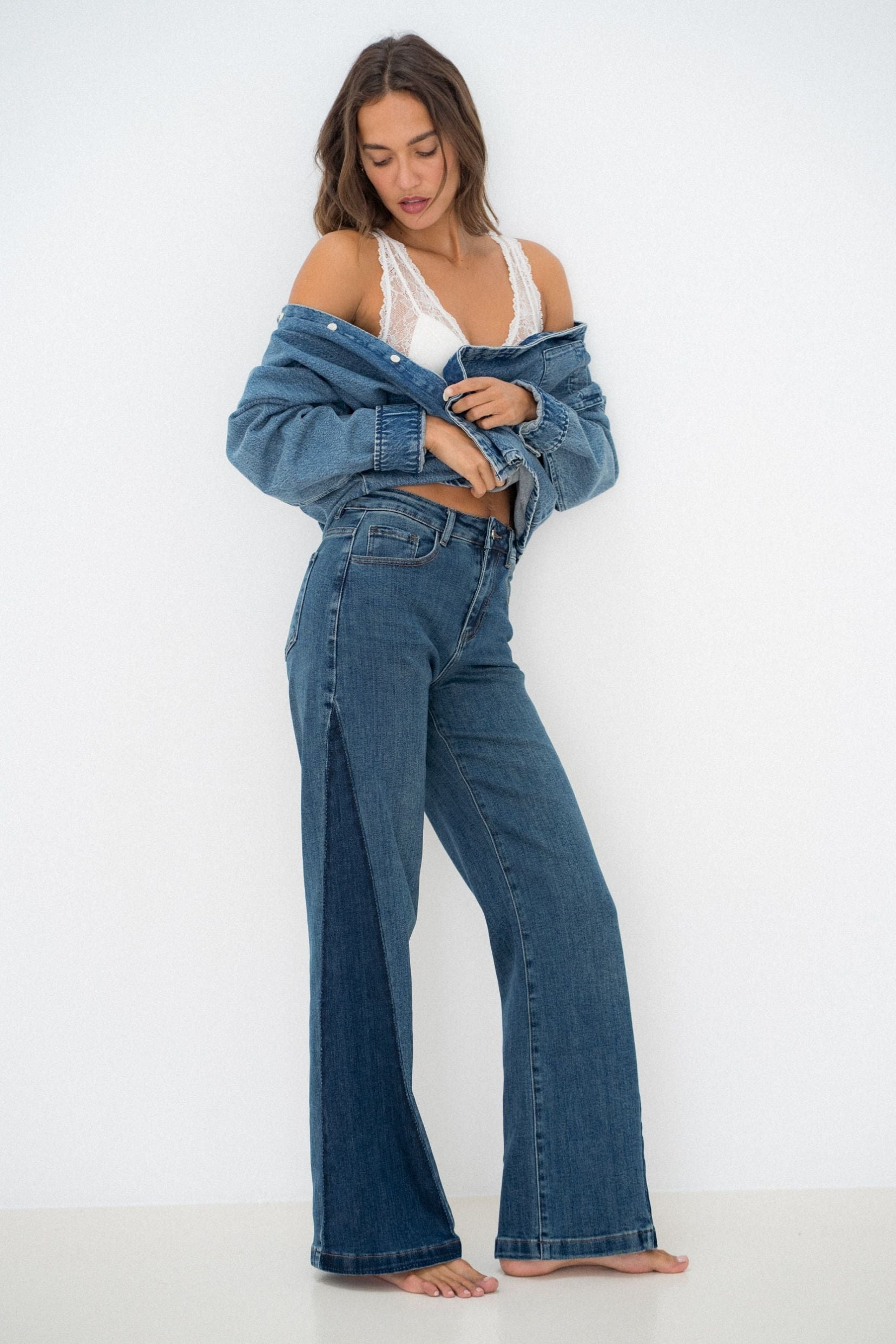 Maison Onado Samuel jean flare bleu délavé stretch
