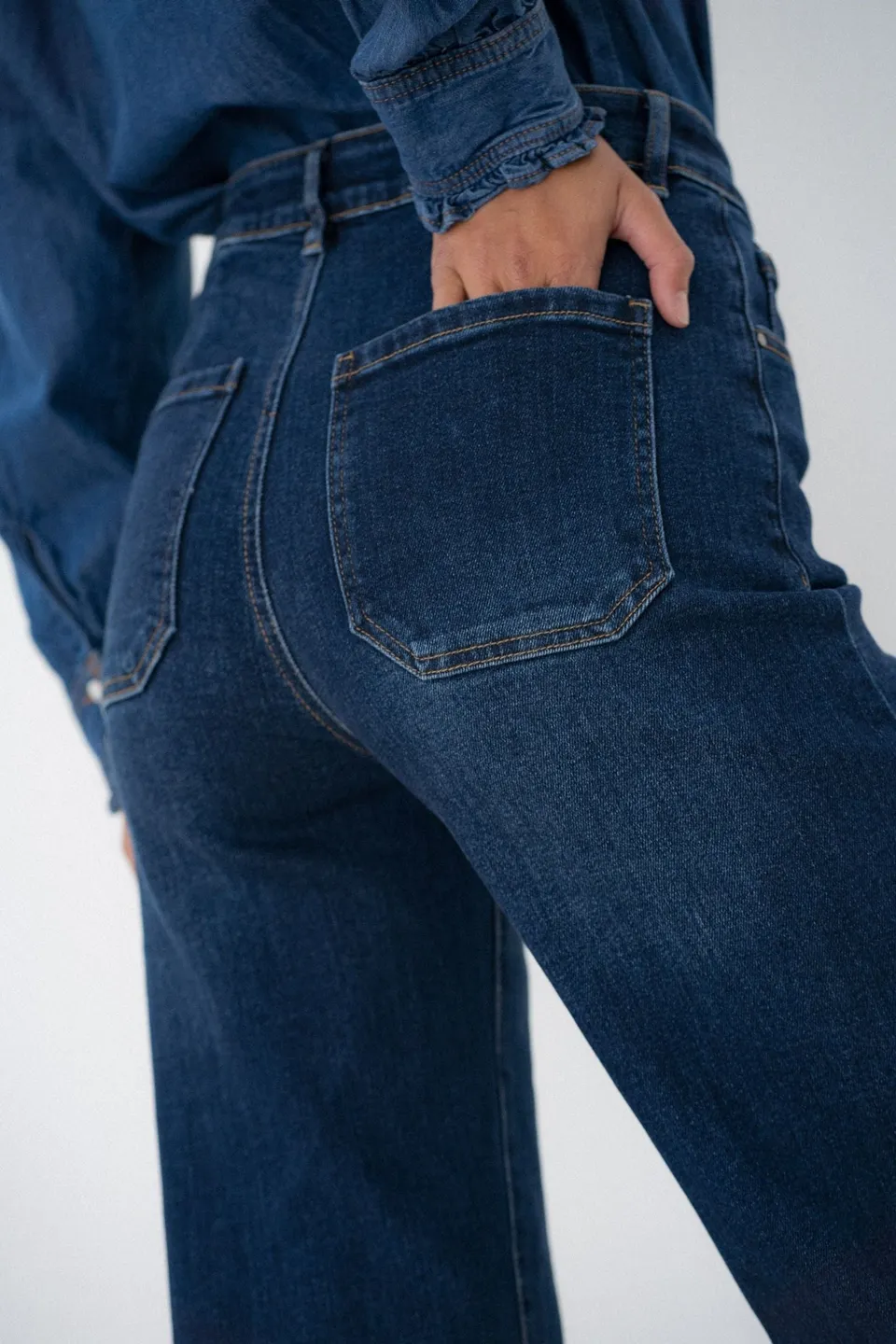 Maison Onado Ylona jean wide leg bleu délavé