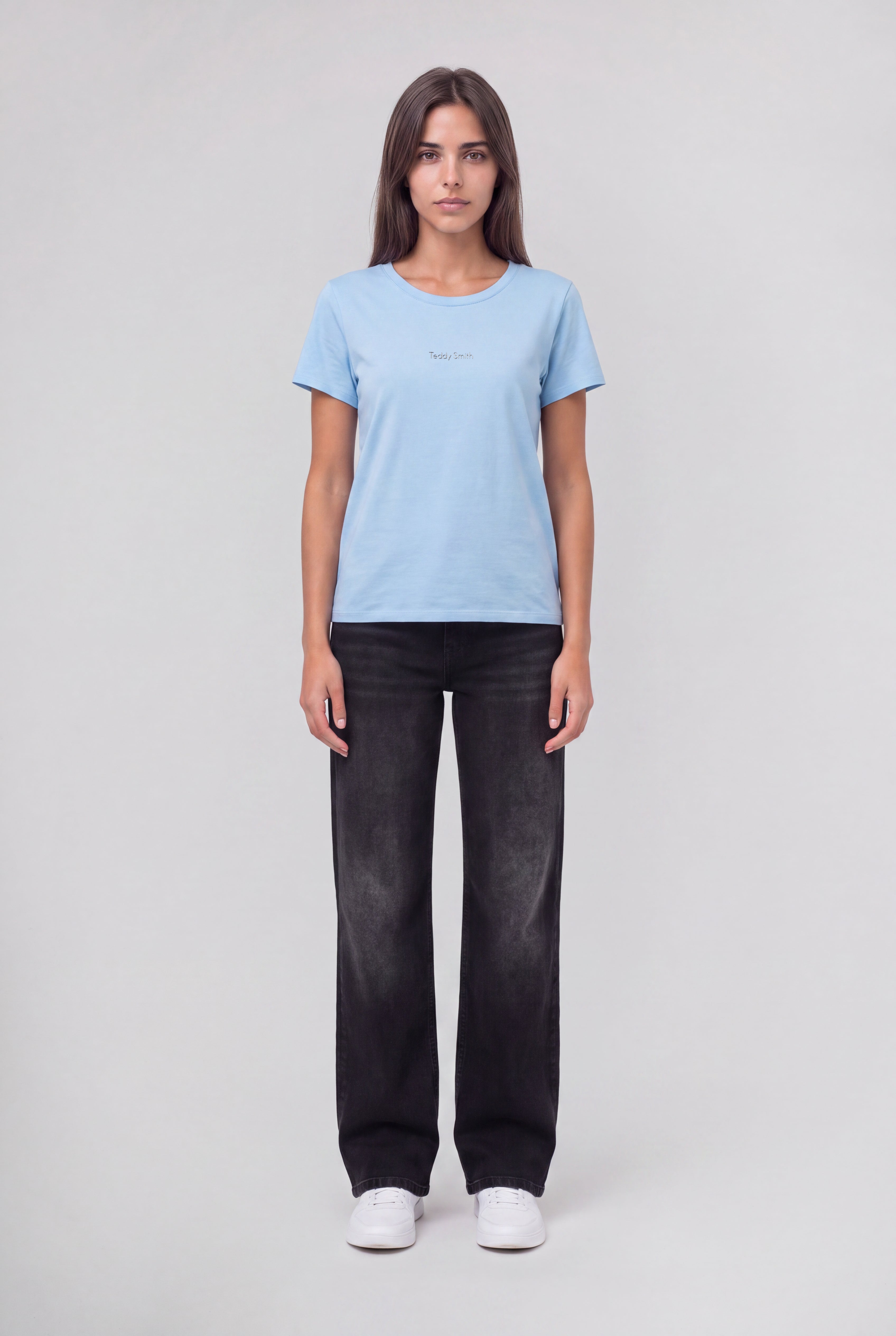 Teddy Smith T-Ribelle MC t-shirt bleu ciel femme stretch