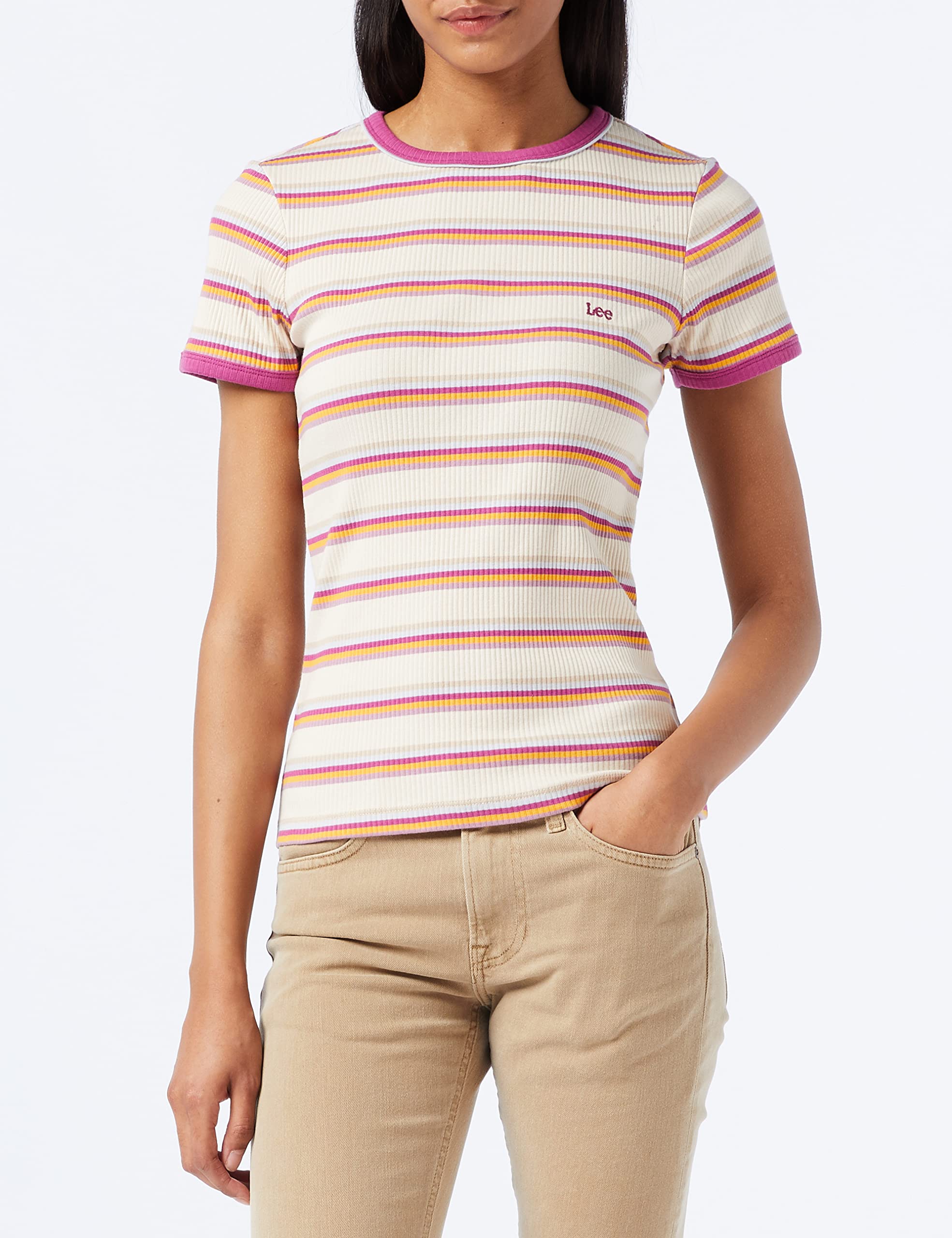 Lee Stripe Tee t-shirt femme rayures thé doré