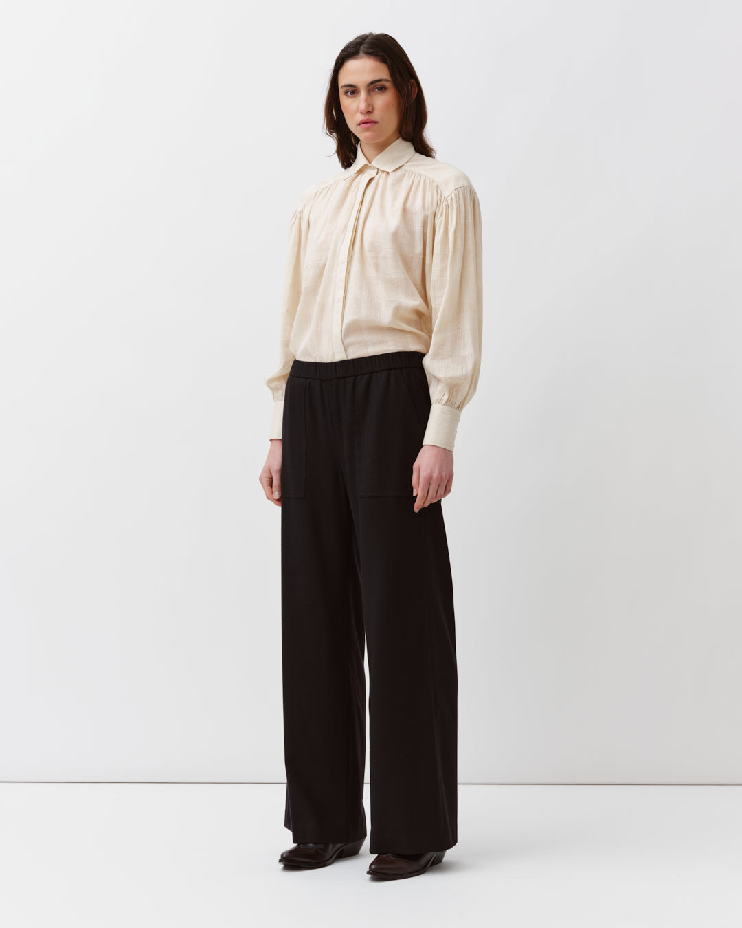 DIEGA PERILLO pantalon noir coupe large élastiquée