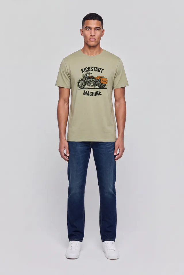 Teddy Smith T-Carso MC Bleach Kaki t-shirt moto coton