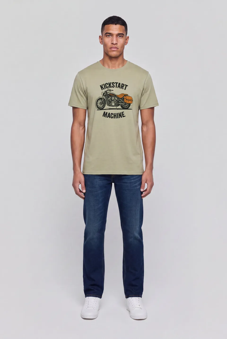 Teddy Smith T-Carso MC Bleach Kaki t-shirt moto coton