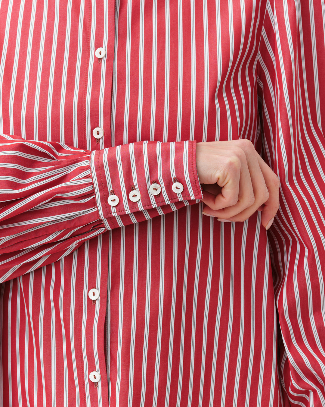 DIEGA CANDRA chemise rouge blanc rayée coton