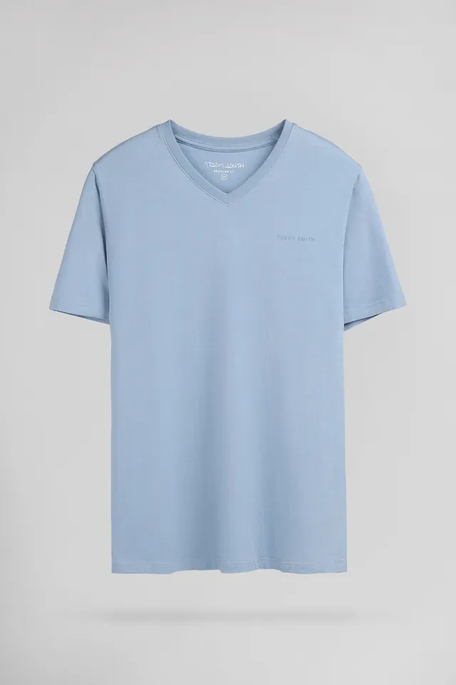 Teddy Smith Tawax 2 MC t-shirt col V homme bleu gris