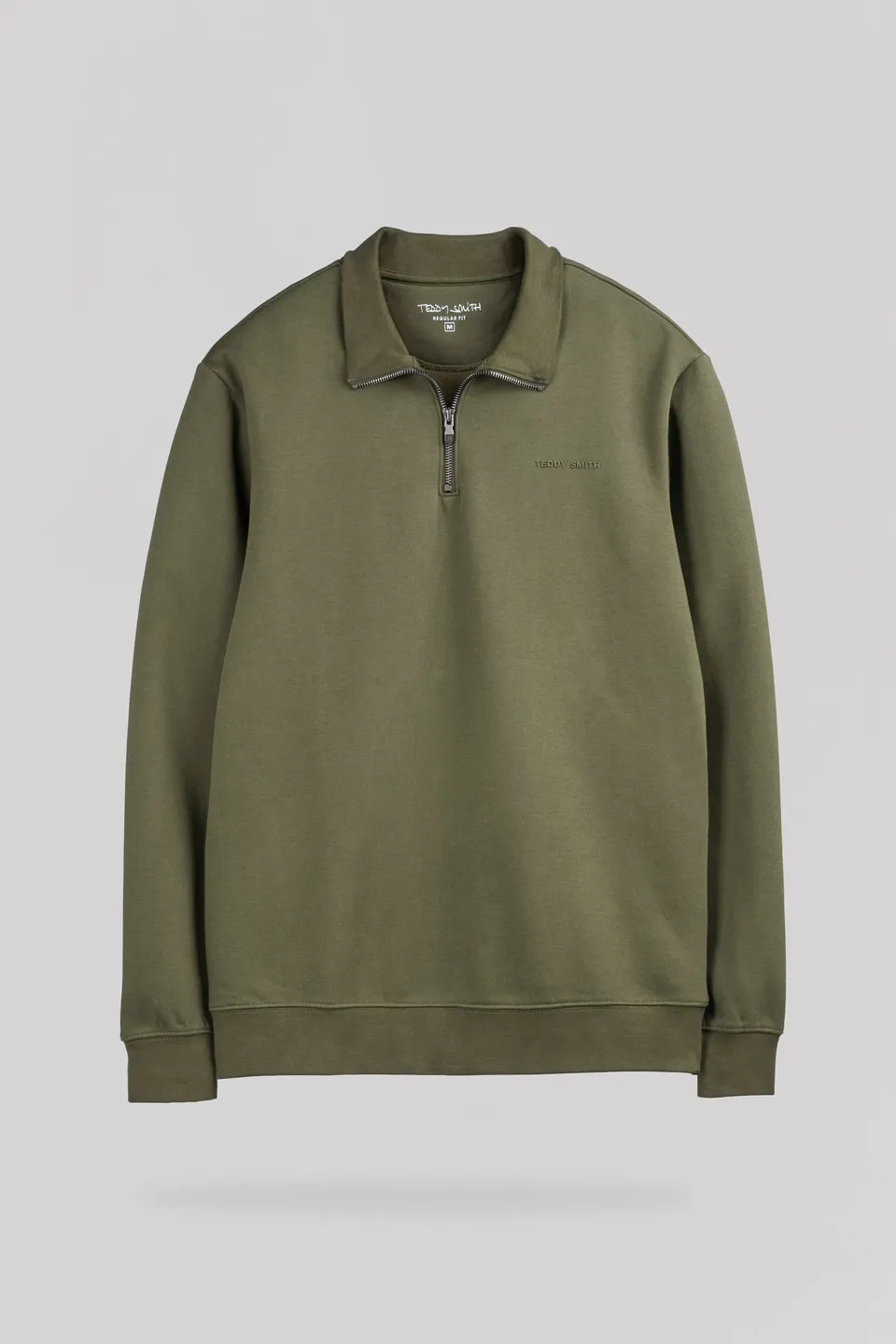 Teddy Smith S-Loan Dusty Kaki sweat col zippé homme