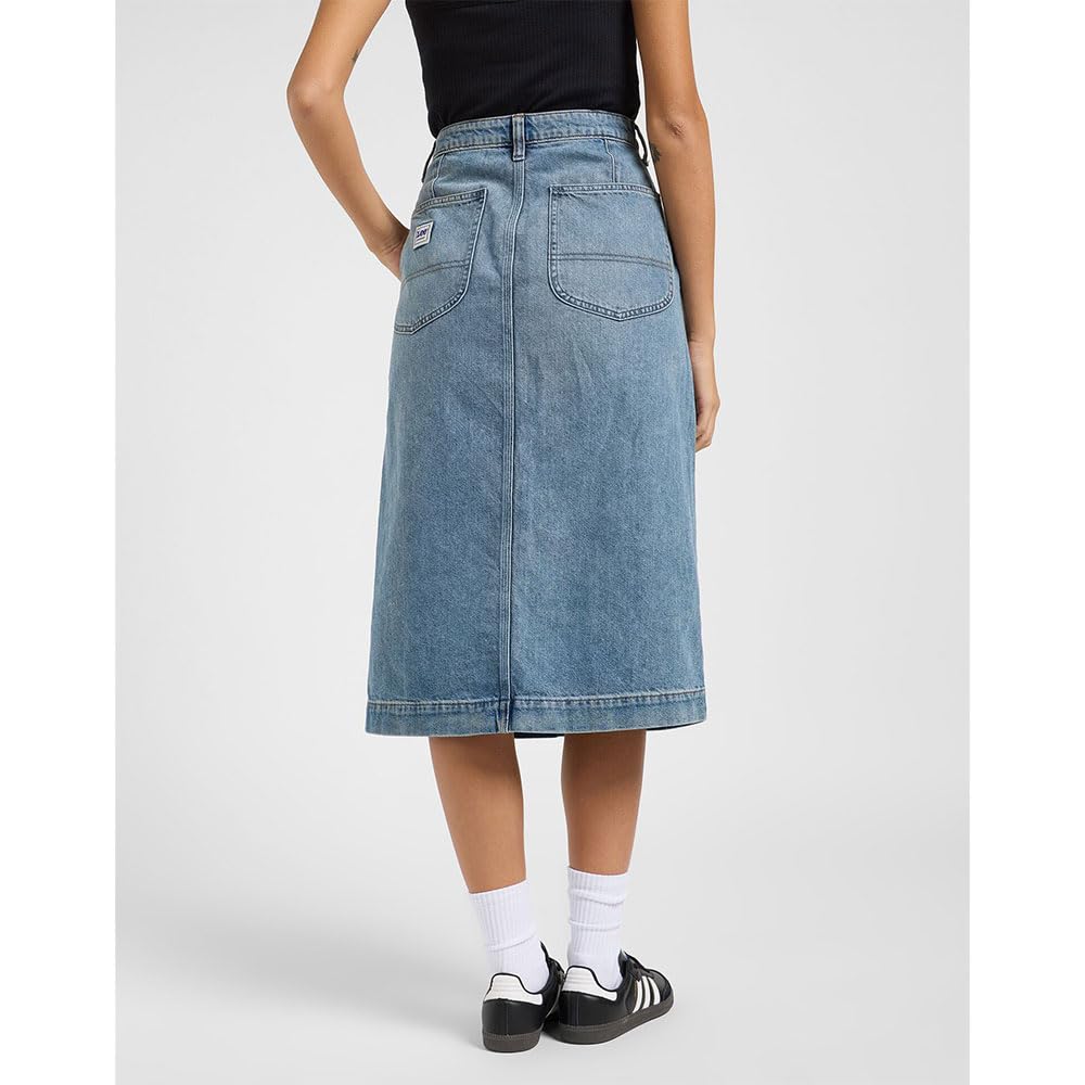 Lee Patch Pocket Midi Skirt jupe 32W bleu moyen