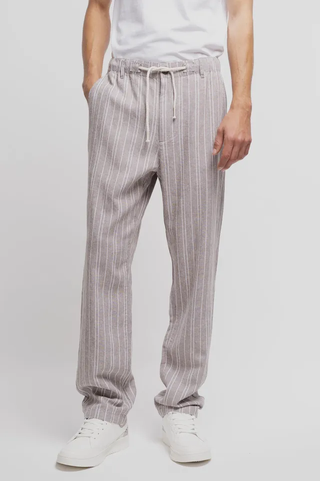 Teddy Smith P-Darius Lin pantalon chocolat rayé lin