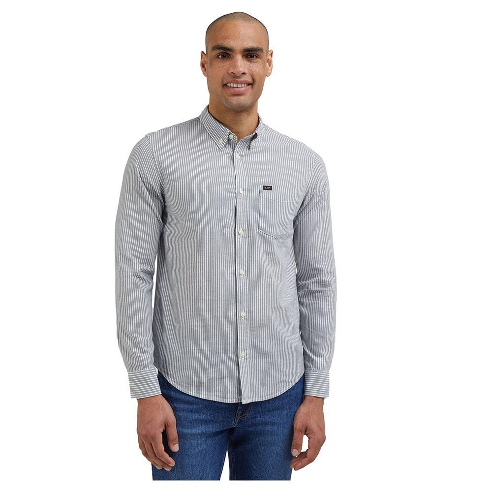 Lee Bouton Down t-shirt homme Prep Blue col boutonné