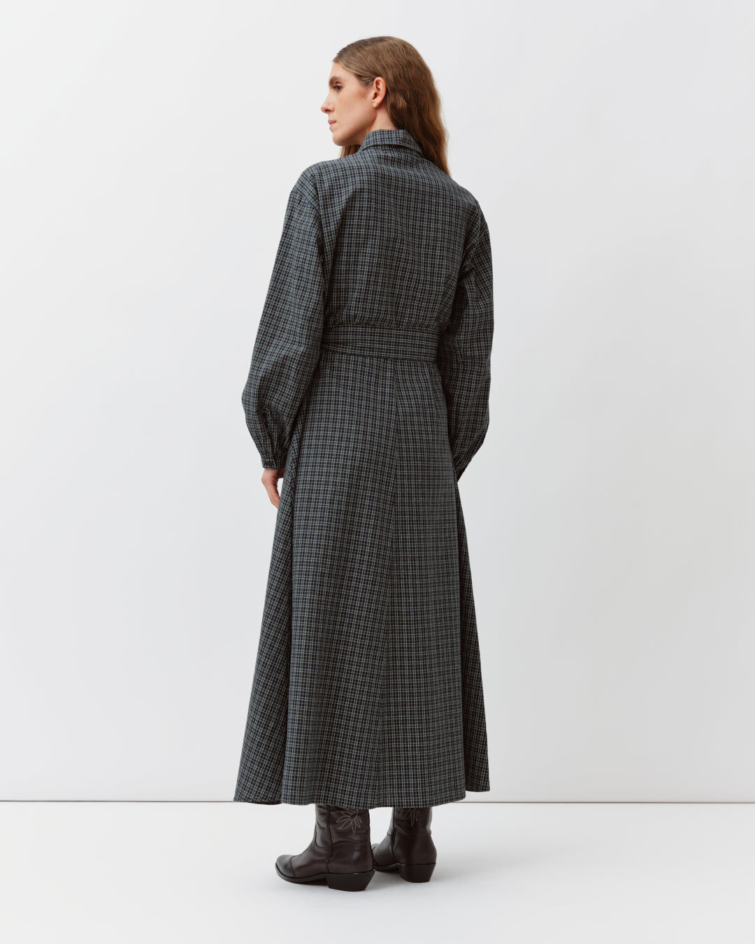 DIEGA RIORA robe vert bleu à carreaux